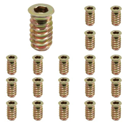 Piutouyar 20 Pcs M6x20mm Threaded Inserts Nuts for Wood - size: M6x20mm