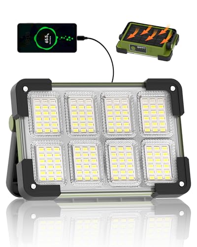 120W Solar Rechargeable 144 LED Work Light, 10000LM Flood Light - color: Army Green