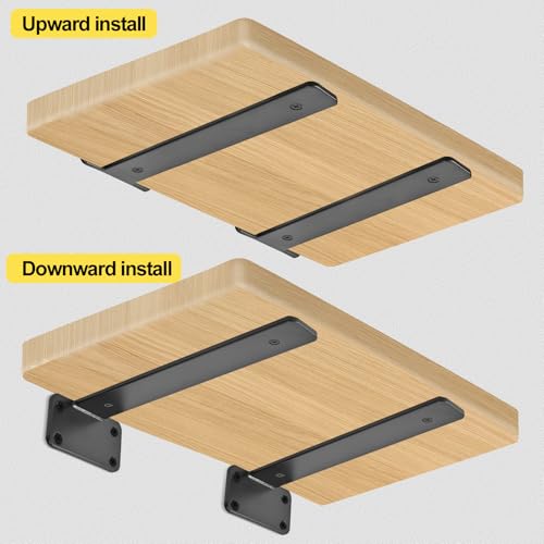 2 Pack - 7 inch Black Hidden L Shelf Bracket (1/5 Inch Thicked) Iron Floating Shelf Brackets Rustic Industrial Metal Brackets for Shelf Support - size: 7 Inch, style: Black 2 Pack