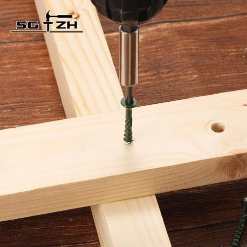 #14 x 8 Inch Deck Screws (17Pcs) 1lb. Carbon Steel, Green, Flat Head, Rust Resistant epoxy Coated, with T30 Star Bit - color: Green, size: #14 x 8"