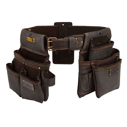 OX Construction Tool Belt + Pouches - Leather Tool Belts For Men - Size L - color: Large