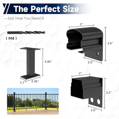 Egadis 4 Pack Aluminum Railing Bracket Connector with Level Foot & Drill - color: The Bracket-Level - 4Pack