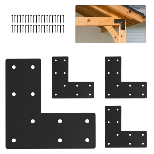 7.5x7.5 L Angle Brackets 4-Pack, Mending Plate for 4x4/6x6 Post - size: 7.5''X7.5''X3'' 4P