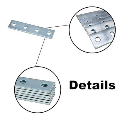 4 Hole Flat Straight Bracket for 1/2" Bolt in 1-5/8" Strut Channel, 6 Pack - size: 4 Hole Flat Plate