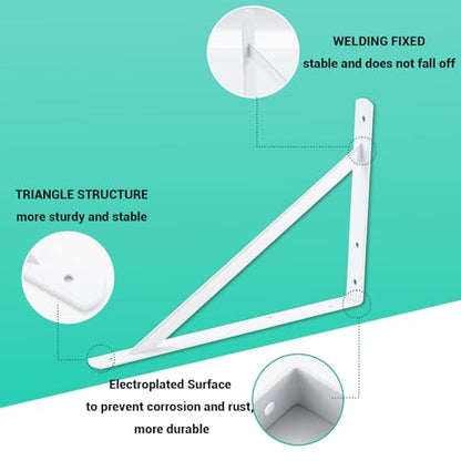 HOME MASTER HARDWARE 16x10 Inch Heavy Duty Shelf Brackets, White 6 Pack - color: White, size: 16 inch x 10 inch-6pcs