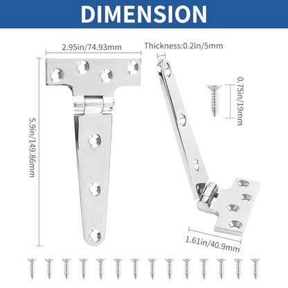 TamBee 4 Pcs 6 Inch Heavy Duty T-Strap Gate Hinge for Shed Gate