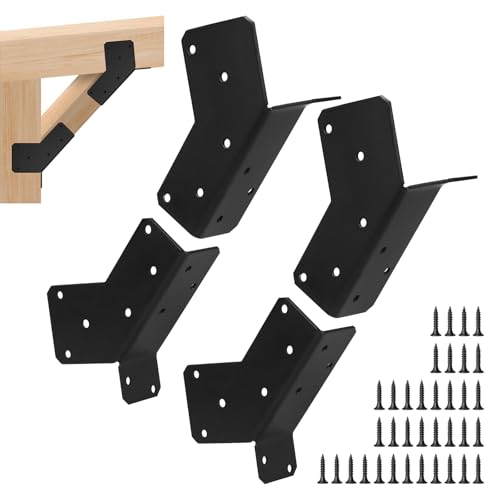 45-Degree Angle Bracket, Adjustable Heavy Duty Connector Brace for 2x4, 4x4 Post 45-Degree Pergola Support Brace for Pergola, Gazebo Wood Post 2 Pairs