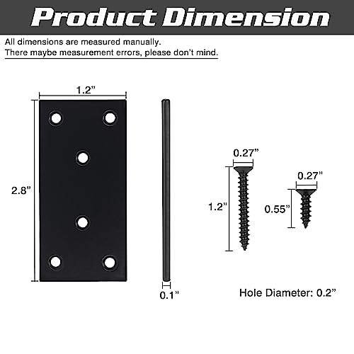 10 Pack Mending Plate,Stainless Steel Flat Straight Brace Brackets, Double-Wide Metal Plate, Durable & Anti-Rust for Furniture Fastening & Fixing, Great for DIY Woodworking(30*70) - size: 1.2"×2.7"/30*70mm