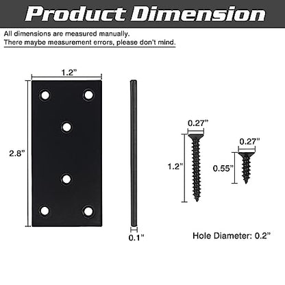 10 Pack Mending Plate,Stainless Steel Flat Straight Brace Brackets, Double-Wide Metal Plate, Durable & Anti-Rust for Furniture Fastening & Fixing, Great for DIY Woodworking(30*70) - size: 1.2"×2.7"/30*70mm