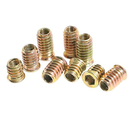Qrity 20 Pcs Threaded Insert, Hex Drive Threaded Inserts for Wood, Furniture Nuts, Hex Socket Drive M5x10mm, Wood Inserts - size: M5 x 10