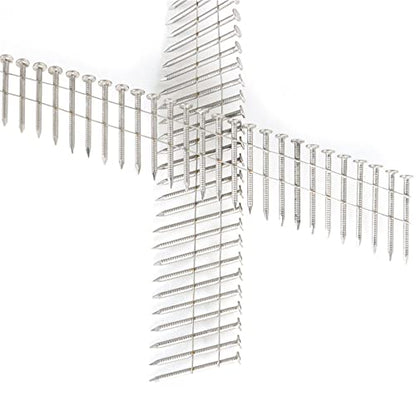 1200 Count Siding Nails 1-1/2 Inch 15-Degree Collated Wire Coil, 0.09 Inch Ring Shank Stainless Steel Nails for Rough Nailing of Lathing and Sheathing Materials - size: 1-1/2 Inch