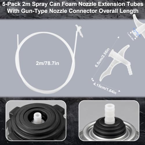 XIHIRCD 5pcs 2m/78.7in Spray Foam Nozzle Extension Tubes with 5 Spray Tips