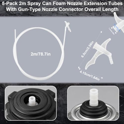 XIHIRCD 5pcs 2m/78.7in Spray Foam Nozzle Extension Tubes with 5 Spray Tips