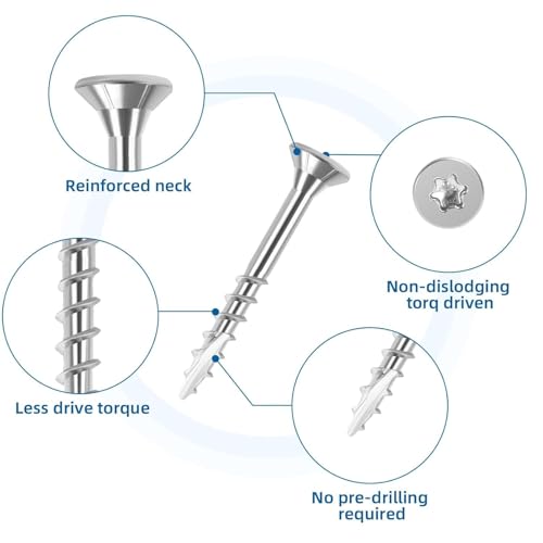 WELLOCKS #8 x 1-1/4 in 304 Stainless Deck Screws, 50 PCS - size: #8×1-1/4"