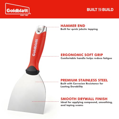 Goldblatt 4" Putty Knife, Stainless Steel Scraper with Hammer End - size: 4 inch