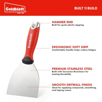 Goldblatt 4" Putty Knife, Stainless Steel Scraper with Hammer End - size: 4 inch