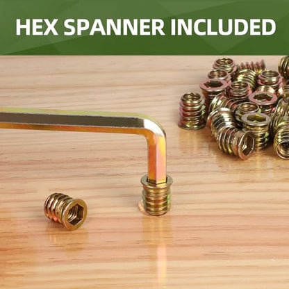 30 PCS M6-1.0 x 25mm Threaded Inserts for Wood Professional Threaded Insert Nuts for Furniture & Wooden Products, Hex Spanner Included - size: M6-1.0 x 25mm