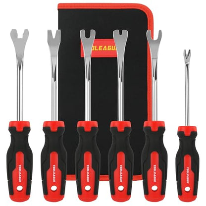 TOOLEAGUE 6Pcs Auto Upholstery Trim Panel Removal Tool Set - size: 6Pcs Short Auto Clip Removal Tool