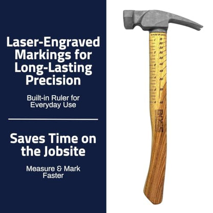 Boss Hammer 14 oz Ti64 Titanium Hammer, Tennessee Hickory Handle - size: 14 oz., style: Smooth Face