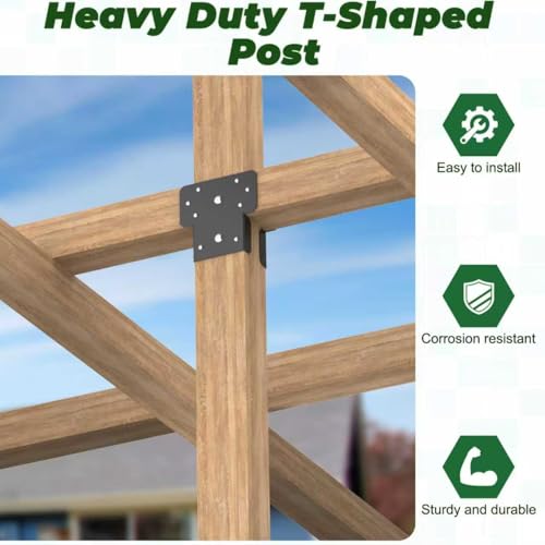 6x6 T Shaped Post to Beam Connector, T Shaped Pergola Bracket for Wood Roof