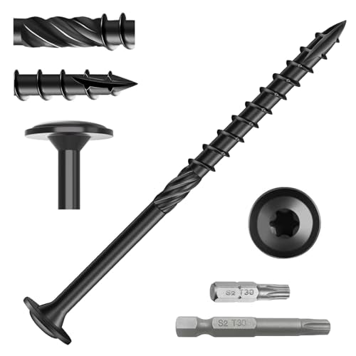 80pcs Decking Wood Screws, Lag Screw with 2pcs T30 Torx Drive Bits - size: #14 x 4