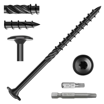 80pcs Decking Wood Screws, Lag Screw with 2pcs T30 Torx Drive Bits - size: #14 x 4