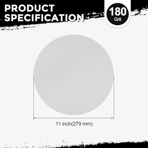 25Pcs Sanding Discs 11In 180Grit Hook and Loop Sandpapers White - color: White, size: 11 Inch(180 Grit)