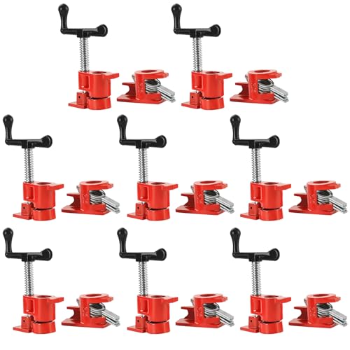 8 Pack 3/4" Wood Gluing Pipe Clamp Set, Pipe Clamp Fixture