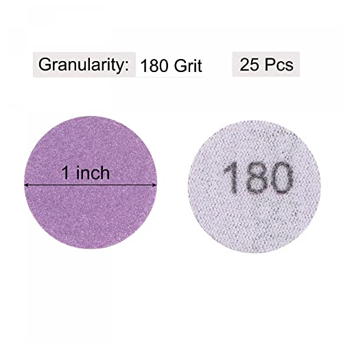 uxcell 25Pcs 1-Inch Purple Sanding Discs 180 Grits Hook and Loop Professional Aluminum Oxide Sand Paper Mini Size for Wood Metal Paint Finishing - style: 180 Grit