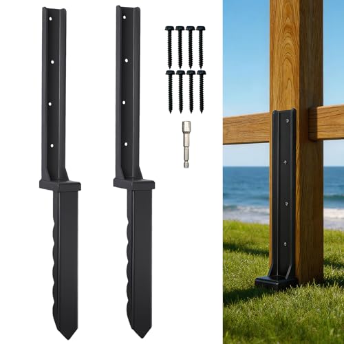 2Pcs Fence Post Repair Kit, Quick Fix Broken/Tilted Wooden Fences