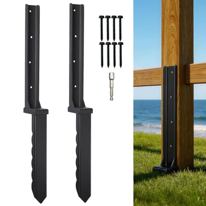 2Pcs Fence Post Repair Kit, Quick Fix Broken/Tilted Wooden Fences