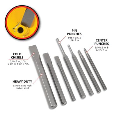 Performance Tool W760 7-Piece Punch and Chisel Set