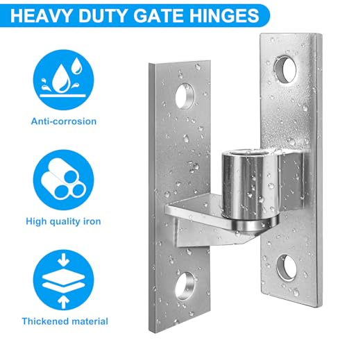 4 Pack Wall Mount Gate Hinges, Heavy Duty Wall Plate Hinges, Outdoor Chain Link Fence Gate Hinges Fence Post Link Gate Hinge, with 5/8 Hinge Pin (Screws Not Included)