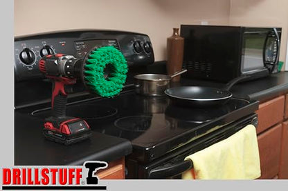 Countertop Cleaning Tools - Drill Brush Stain Remover - Oven Cleaning Kit - color: Green