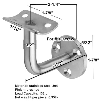 8 Pack Staircase Handrail Brackets for Round Wood, 304 Stainless Steel