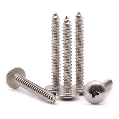 #12 x 1-1/2" Stainless Steel Truss Head Self Tapping Screws, 304 SS (18-8), Phillips Drive, Corrosion Resistant Screws for Wood, Metal & Sheet Metal Projects, 50 Pack - size: #12 x 1-1/2"