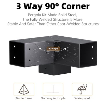 Pergola Brackets, 3-Way Pergola Kit for 4"x 4" (Actual 3.5" X 3.5") - size: 4*4