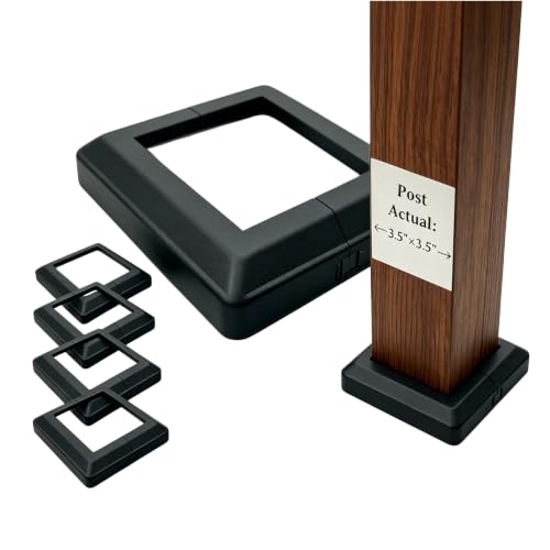 Aluminum 4x4 Post Base Cover, 4 Pack Split Black Skirt Trim Fits 3.5" Posts - color: black 4-pack 3.5-inch