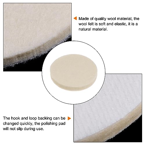 HARFINGTON 10pcs Wool Felt Polishing Pads, 2 inch Buffing Wheel Polish Pad Flocking Hook & Loop Back for Car Glass Plastic Metal Stone - size: 2 Inch