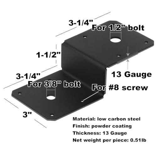 6 PCS Black Deck Joist Tie,Z Bracket Fits 4x4 Post to 2x4 Beam