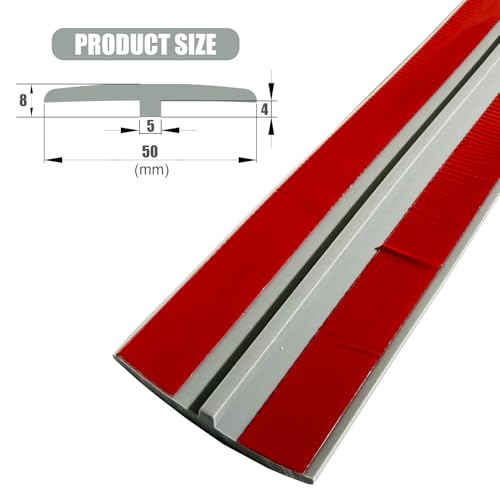 Flexible PVC T-Molding Transition Strips,Self-Adhesive Floor Divider Strip - color: Grey, size: 3.3 ft