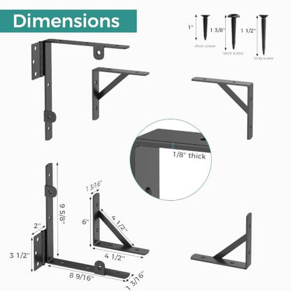 Wooden Gate Hardware Kit, Heavy Duty Anti Sag Outdoor Wood Corner Bracket