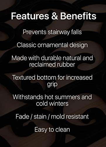 FINEHOUS Rubber Stair Treads Non-Slip Outdoor 35”x10” (5-Pack) – Anti-Slip Step Mat - size: 35" X 10", style: Iron
