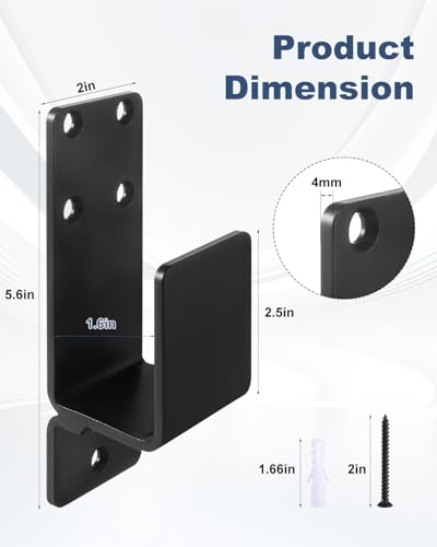 2x4 Door Barricade Brackets, 2 Pack, Black, Heavy Duty - style: 2 Pack-Black