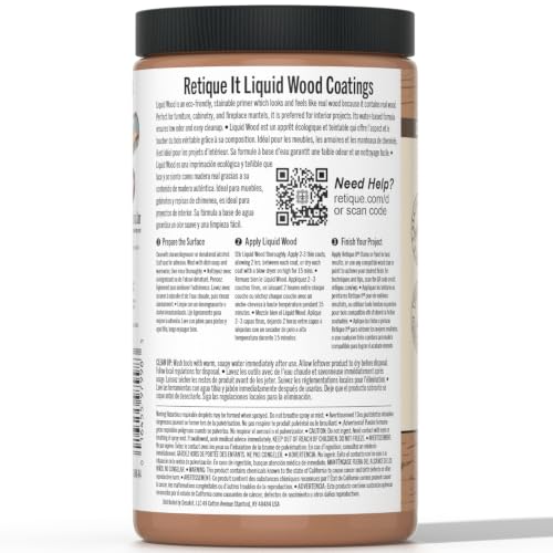 Retique It Liquid Wood - Dark Wood Quart - Paint it Then Stain it - Stainable Wood Fiber Paint - Put a Fresh Coat of Wood on it (32 Fl Oz Dark Wood) - color: 3 Dark Wood, size: 32 Fl Oz (Pack of 1)