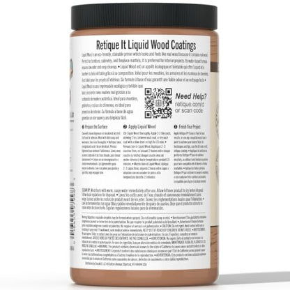 Retique It Liquid Wood - Dark Wood Quart - Paint it Then Stain it - Stainable Wood Fiber Paint - Put a Fresh Coat of Wood on it (32 Fl Oz Dark Wood) - color: 3 Dark Wood, size: 32 Fl Oz (Pack of 1)
