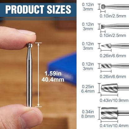 OIIKI 6 PCS Woodworking Twist Drill Bits, Wood Carving File Rasp Drill Bit - color: Silver, 6pcs