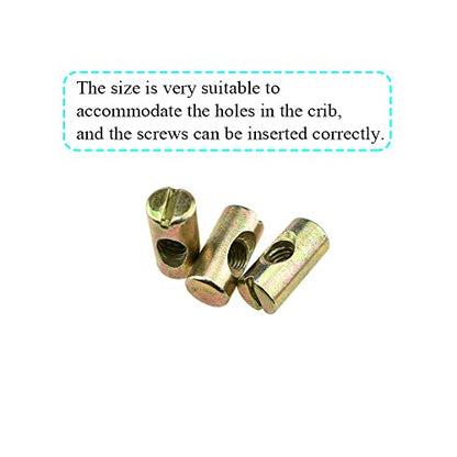 M6x20mm Barrel Nuts Cross Dowels Slotted Bolts Hardware Clean Tight Thread Proper Insert Sturdy Firm Holding Easy Install Align Smooth Screw in Snug Fit for Beds Crib Furniture Chairs 6PCS - size: M6x20-Color-6Pcs