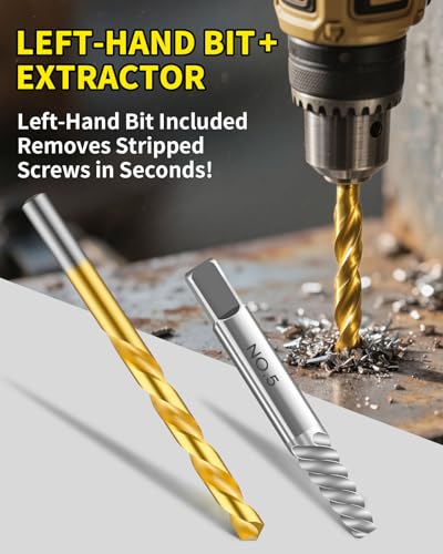 16PCS Screw Extractor Set with Left Handed Drill Bits Easy Out Bolt Remover Kit for Stripped Broken Damaged Rusted Screws and Rounded-Off Bolts