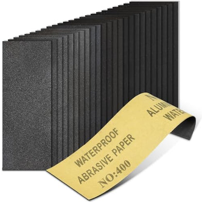 20PCS Sand Paper 400 Grit Sandpaper Sheets, 9 x 3.6 Inch Wet Dry Sandpaper Sheets, Sand Paper for Metal, Wood Furniture, Automotive and Crafts - color: L-400 Grit 20pcs